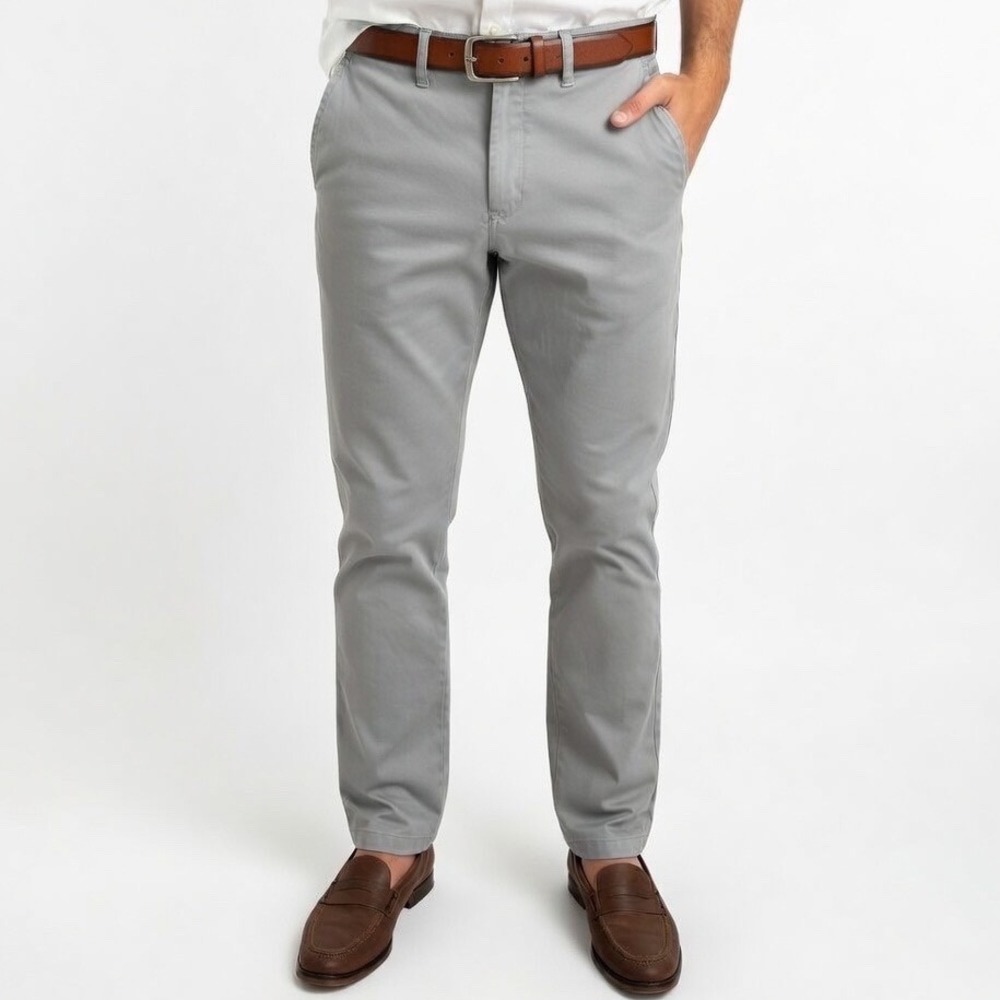 UNTUCKit Men Chino Pants Light Blue Gray Flat Front Modern 36x30 Business Casual